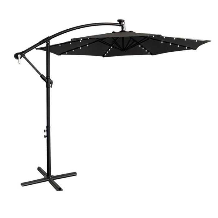 Парасоля садова з підсвіткою LED сіра Bonro B-7012LP 3м 8 спиць