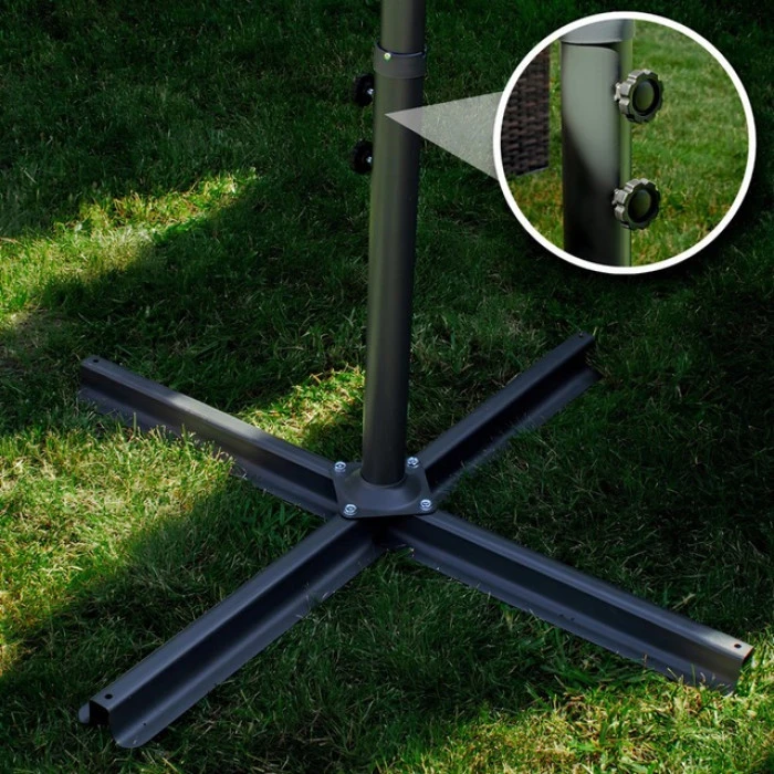 Парасоля садова з підсвіткою LED сіра Bonro B-7012LP 3м 8 спиць