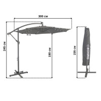 Зонтик садовый с подсветкой LED серый Bonro B-7012LP 3м 8 спиц