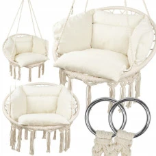 Кресло подвесное бразилийское качели гамак Bonro B-092-3 бежевый 120 кг + большая подушка.