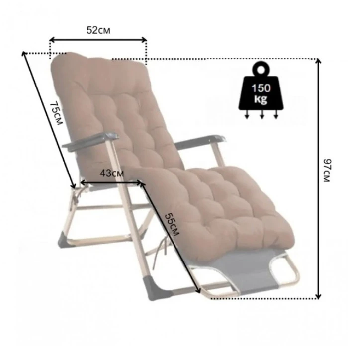Шезлонг кресло садовый, туристический Bonro B-02 коричневый.