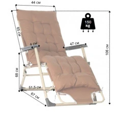 Шезлонг крісло садовий, туристичний Bonro B-02 коричневий + подушка