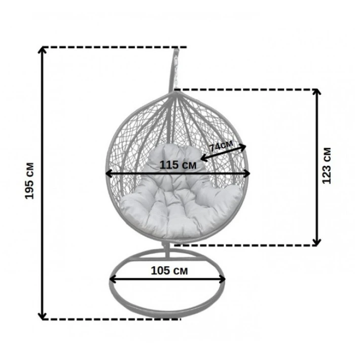 Підвісне крісло-гойдалка кокон Bonro 329 XL (коричнево-сірий)