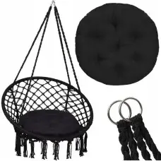 Крісло підвісне бразилійське гойдалка гамак Bonro B-092-2 чорний 120 кг + подушка