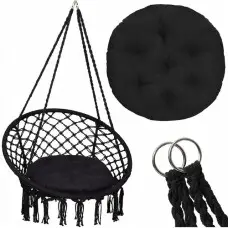 Крісло підвісне бразилійське гойдалка гамак Bonro B-092-2 чорний 120 кг + подушка