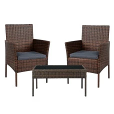 Садовый комплект мебели для отдыха Bonro B-6210-2, 2 кресла и столик коричнево-серый