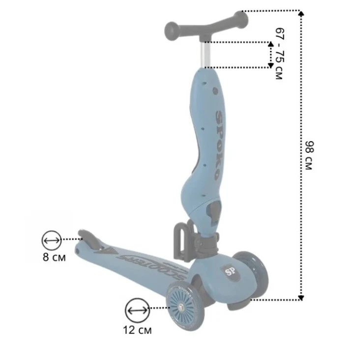 Самокат дитячий триколісний 2в1 Spoko SP-322 синій