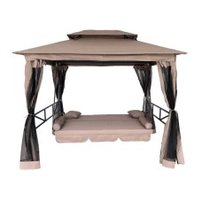 Качели для сада с навесом, подушками и москитной сеткой Bonro B-002 коричневая