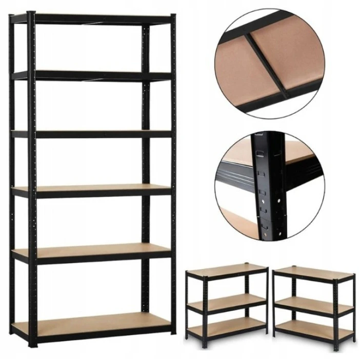 Стелаж металевий для кладовки комори підвалу 6 полиць 220х110х50 Siker P2211 чорний