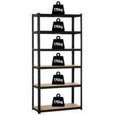 Стелаж металевий для кладовки комори підвалу 6 полиць 220х110х50 Siker P2211 чорний