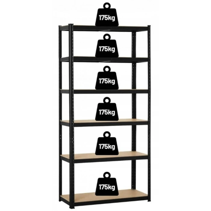 Стелаж металевий для кладовки комори підвалу 6 полиць 220х110х50 Siker P2211 чорний