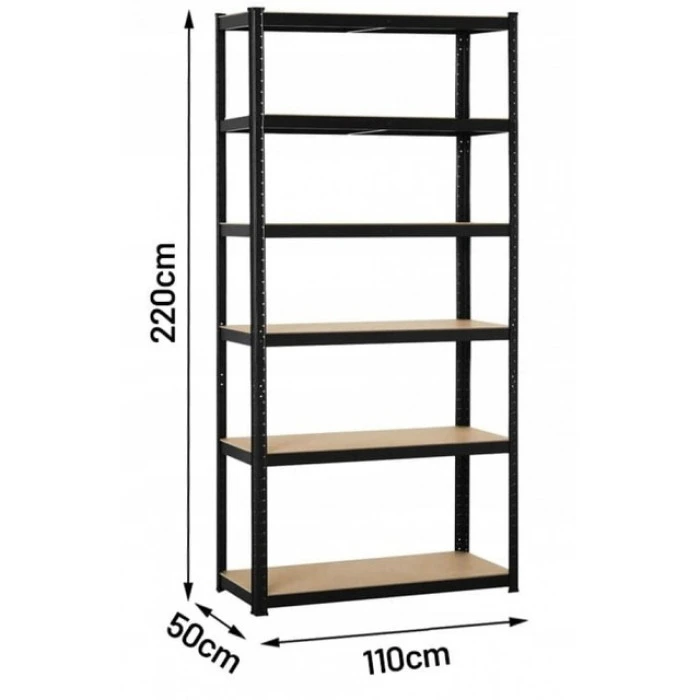 Стелаж металевий для кладовки комори підвалу 6 полиць 220х110х50 Siker P2211 чорний