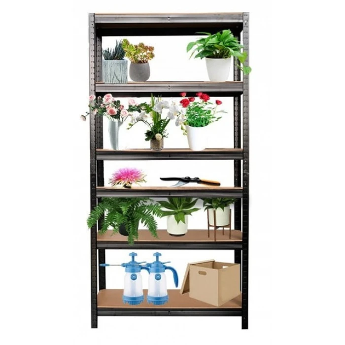 Стелаж металевий для кладовки комори підвалу 6 полиць 220х110х50 Siker P2211 чорний