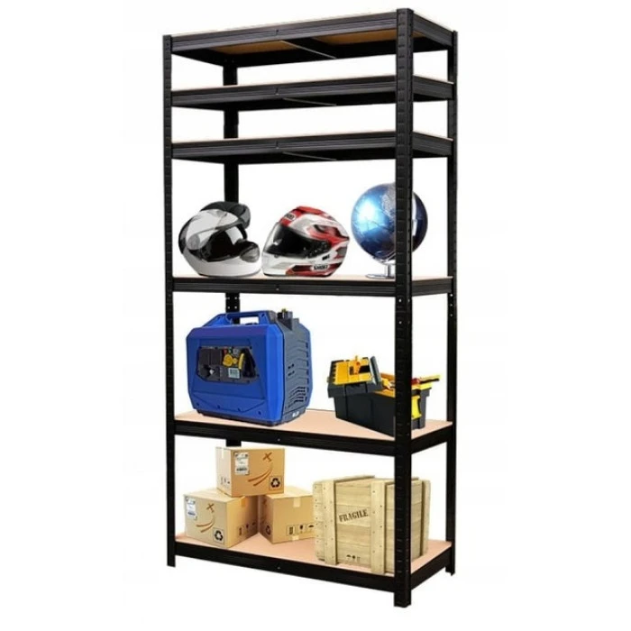 Стелаж металевий для кладовки комори підвалу 6 полиць 220х110х50 Siker P2211 чорний