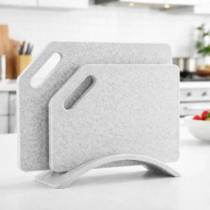 Набір кухонних дошок на підставці зі штучного каменю Bonro B-100 графітовий 2 шт