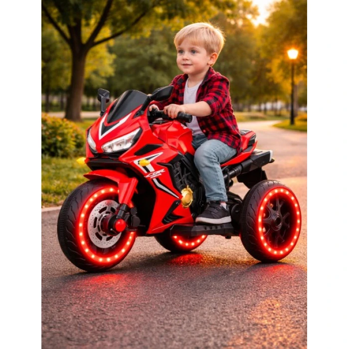 Детский электромотоцикл SPOKO SP-518 красный (подсветка колес)