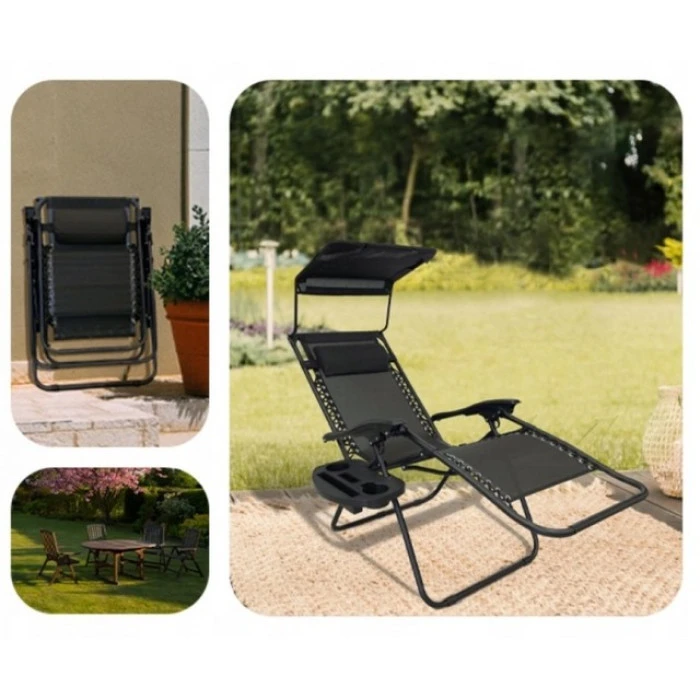 Шезлонги комплект 2шт Bonro SP-167A черный с крышкой