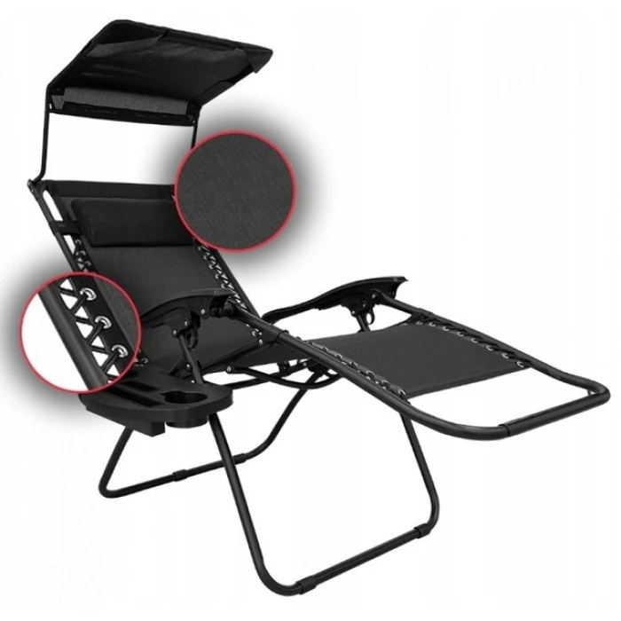 Шезлонги комплект 2шт Bonro SP-167A черный с крышкой