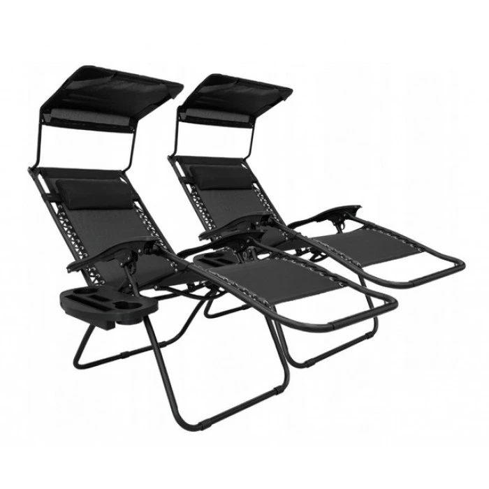 Шезлонги комплект 2шт Bonro SP-167A черный с крышкой