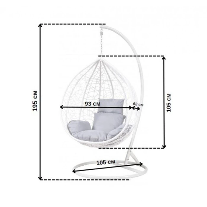 Подвесное кресло-качалка кокон Bonro 329 M (бело-серое)