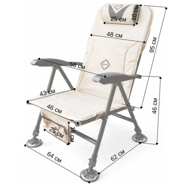 Крісло рибальське розкладне з телескопічними ніжками Bonro B-115 бежеве