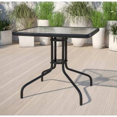 Стіл для тераси балкона скляний квадратний Bonro B-70х70 см чорний