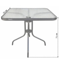 Стіл для тераси балкона скляний квадратний Bonro B-70х70 см чорний