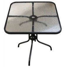 Стіл для тераси балкона скляний квадратний Bonro B-70х70 см чорний