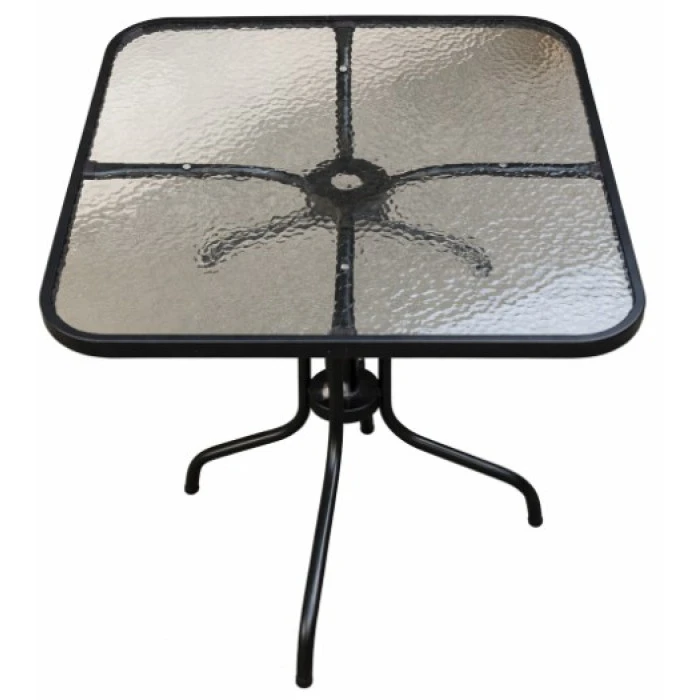 Стіл для тераси балкона скляний квадратний Bonro B-70х70 см чорний