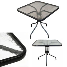 Стіл для тераси балкона скляний квадратний Bonro B-70х70 см чорний