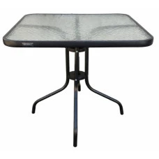 Стіл для тераси балкона скляний квадратний Bonro B-70х70 см чорний