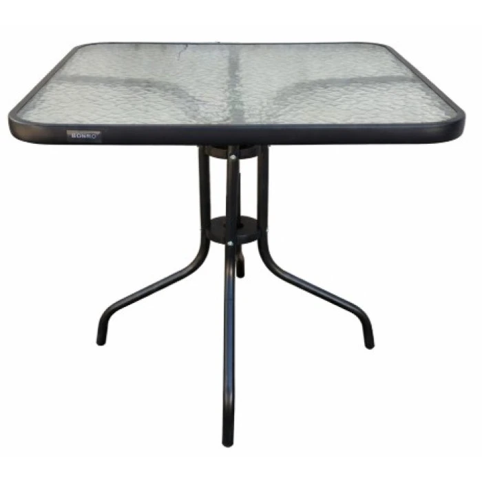Стіл для тераси балкона скляний квадратний Bonro B-70х70 см чорний