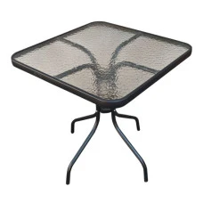 Стіл для тераси балкона скляний квадратний Bonro B-70х70 см чорний