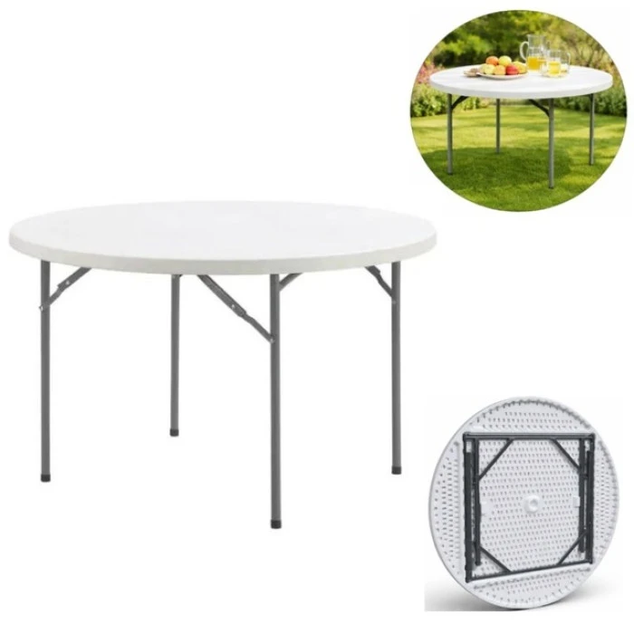 Стіл складаний коктейльний для банкетів і заходів, круглий, високий Bonro BS 120 см білий