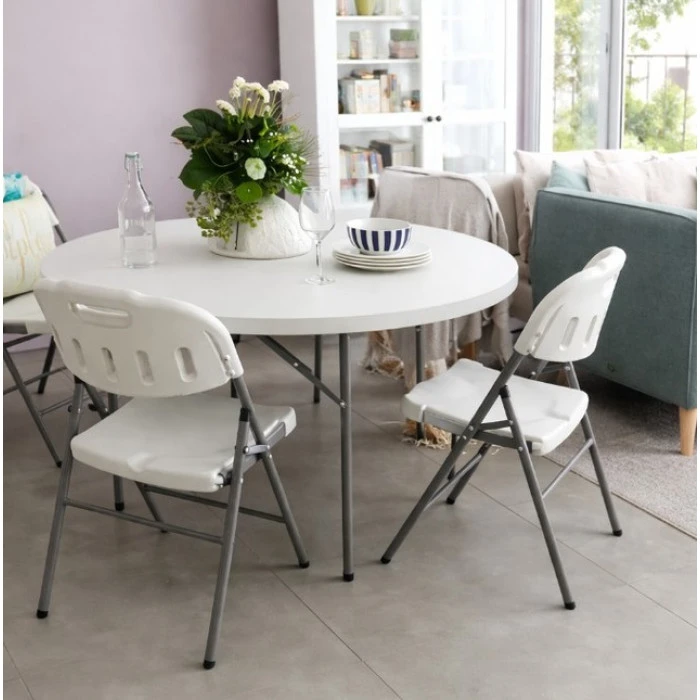 Стіл складаний коктейльний для банкетів і заходів, круглий, високий Bonro BS 120 см білий