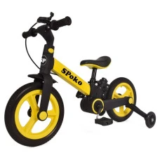 Біговел велосипед трасформер 3в1 Spoko SP-150 з батьківською ручкою чорно-жовтий