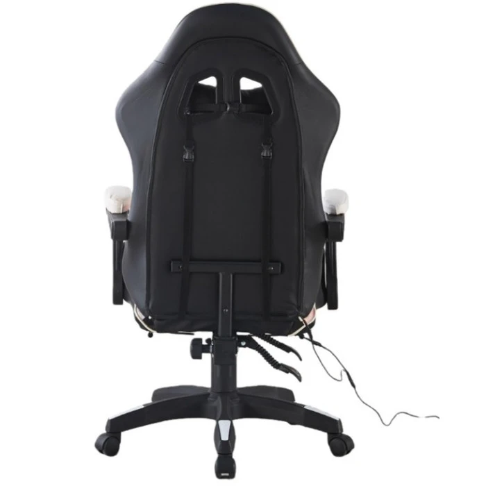 Геймерське крісло з підсвіткою масажем пультом Bonro B-144 біле