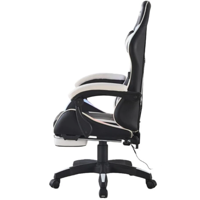 Геймерське крісло з підсвіткою масажем пультом Bonro B-144 біле