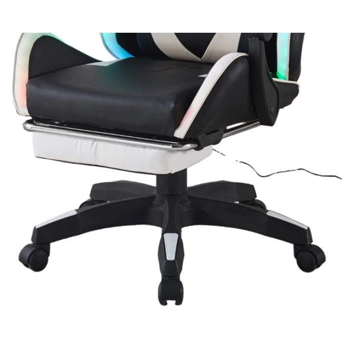 Геймерське крісло з підсвіткою масажем пультом Bonro B-144 біле