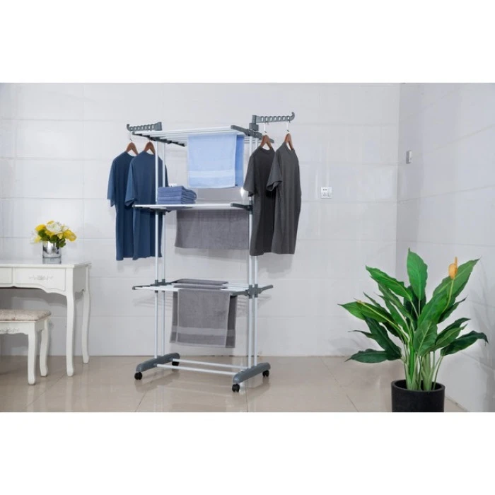 Багатоярусна сушарка органайзер для одягу сіра Bonro B07