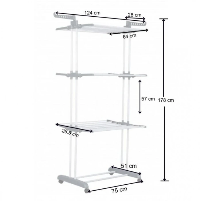Багатоярусна сушарка органайзер для одягу сіра Bonro B07