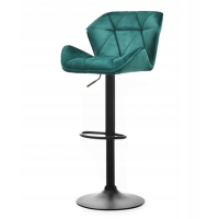 Барний стілець зі спинкою Bonro B-087 велюр зелене з чорною основою