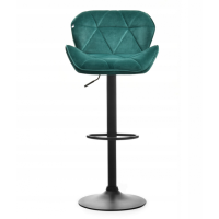 Барний стілець зі спинкою Bonro B-087 велюр зелене з чорною основою