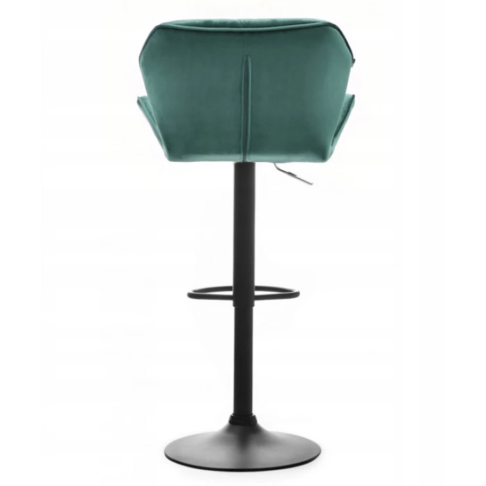 Барный стул со спинкой Bonro B-087 велюр зеленый с черным основанием.