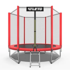 Батут дитячий з сіткою та драбинкою 183 см Atleto червоний