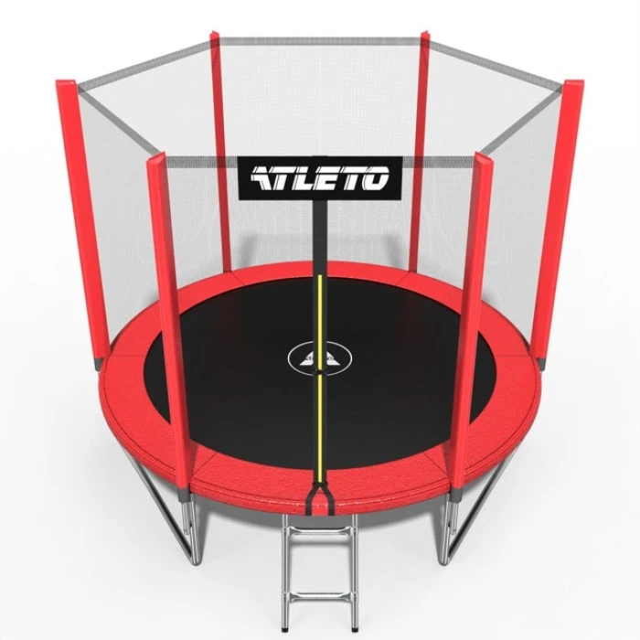 Батут дитячий з сіткою та драбинкою 183 см Atleto червоний