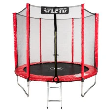 Батут дитячий з сіткою та драбинкою 183 см Atleto червоний