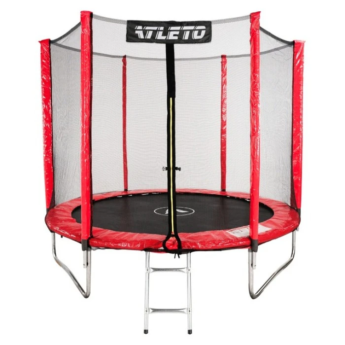 Батут дитячий з сіткою та драбинкою 183 см Atleto червоний