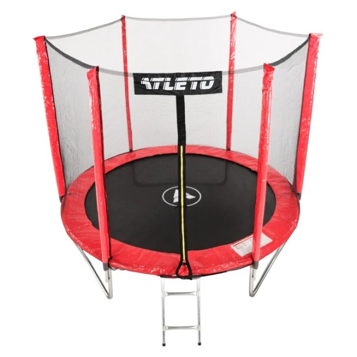 Батут дитячий з сіткою та драбинкою 183 см Atleto червоний