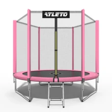 Батут дитячий з сіткою та драбинкою 312 см Atleto рожевий